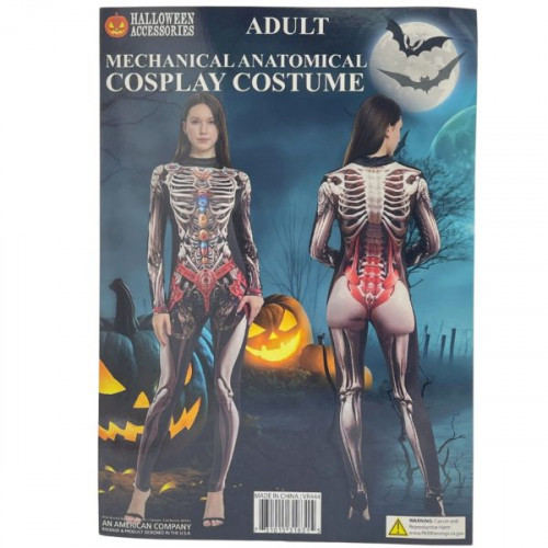 Women's Mechanical Anatomical Print Skeleton Bodysuit Halloween Costume Women's Mechanical Anatomical Print Skeleton Bodysuit Halloween Costume