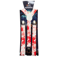 Adjustable Y Back Bloody Print White Suspenders