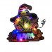 Green Witch with Halloween Sign Core Board Light-Up Hanging Decor Green Witch with Halloween Sign Core Board Light-Up Hanging Decor