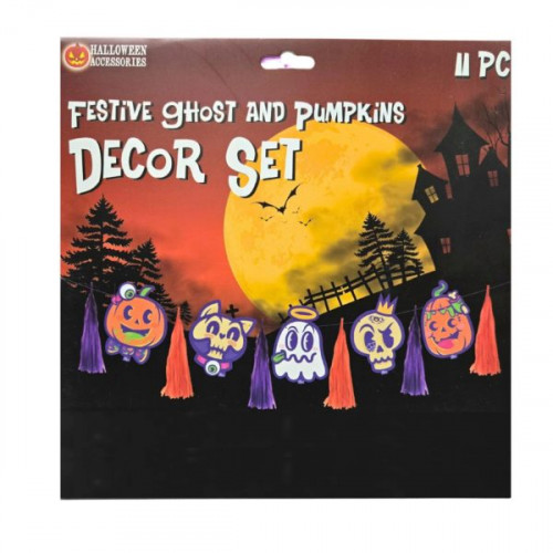 11 Piece Set Halloween Honeycomb Paper Garland Decoration with Festive Ghosts and Pumpkins 11 Piece Set Halloween Honeycomb Paper Garland Decoration with Festive Ghosts and Pumpkins