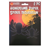 2 Piece Hanging Honeycomb Paper Spider Decorations