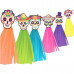 6 Piece Colorful Hanging Skeleton Honeycomb Paper Day of the Dead Decorations Set