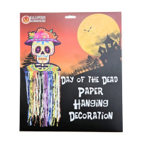 Colorful Day of the Dead Sugar Skull with Hanging Tassel Honeycomb Paper Decoration