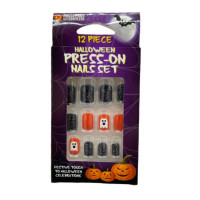 Black and Orange 'Boo' Press-On Nail Set Set