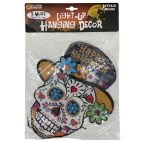Day of the Dead Sugar Skull Core Board LED Light-Up Hanging Decor