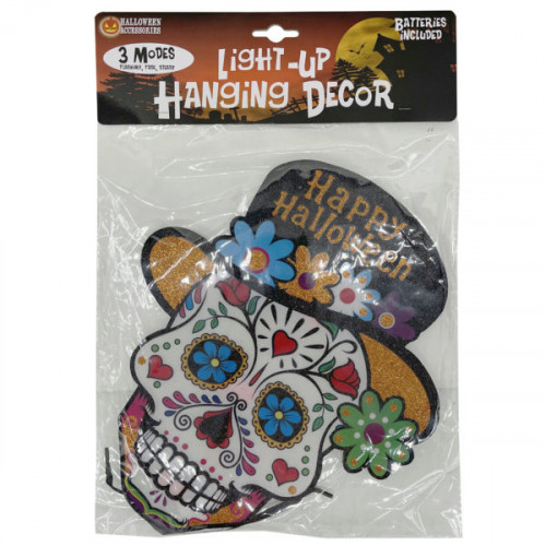 Day of the Dead Sugar Skull Core Board LED Light-Up Hanging Decor Day of the Dead Sugar Skull Core Board LED Light-Up Hanging Decor