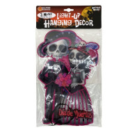 Dia de Muertos Festive Skeleton Couple Hanging Core Board LED Light-Up Decor