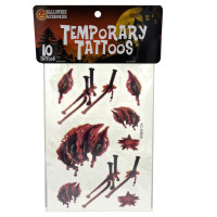 10 Piece Bloody Nail and Ripping Monster Wound Temporary Face Tattoos