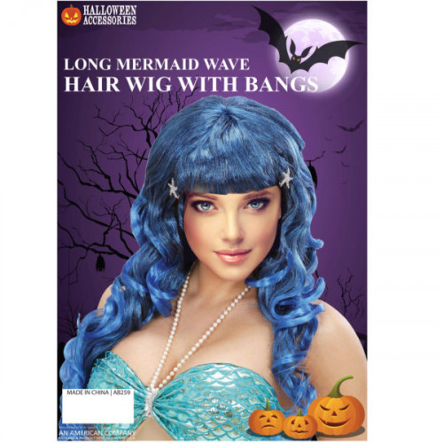 Long Blue Mermaid Wave Hair Wig with Bangs Long Blue Mermaid Wave Hair Wig with Bangs