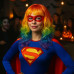 Long Hair Wavy Rainbow Wig with Side Bangs Long Hair Wavy Rainbow Wig with Side Bangs