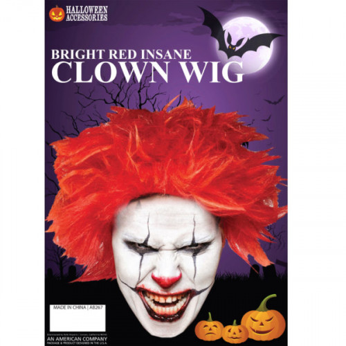 Bright Red Insane Clown Wild Hair Wig Bright Red Insane Clown Wild Hair Wig