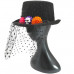 Flower and Skull Voodoo Priestess Top Hat with Lace Covering Flower and Skull Voodoo Priestess Top Hat with Lace Covering