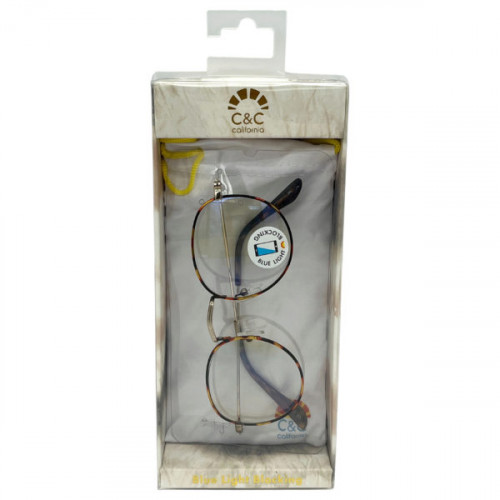 C&C California Small Round Metal Blue Light Glasses with Storage Pouch C&C California Small Round Metal Blue Light Glasses with Storage Pouch