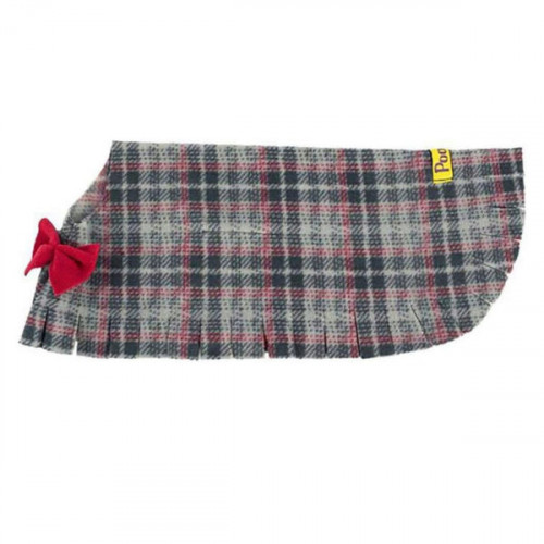 Extra Small Gray Plaid Dog Poncho