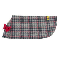 Small Gray Plaid Dog Poncho