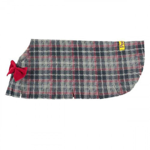 Large Gray Plaid Dog Poncho
