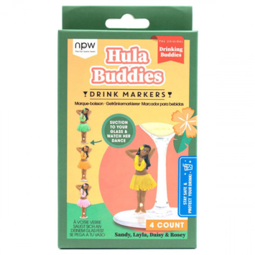NPW 4 Pack Hula Buddies Suction Drink Markers NPW 4 Pack Hula Buddies Suction Drink Markers