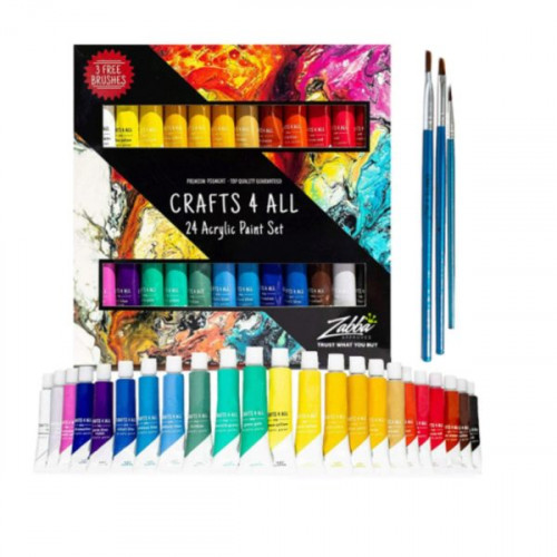 Crafts 4 All 24 Acrylic Paint Set with 3 Bonus Brushes Crafts 4 All 24 Acrylic Paint Set with 3 Bonus Brushes