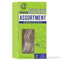 Worthy 24 Piece Premium Clear Plastic Cutlery Assortment