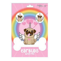 Heart Eye Pug Earbuds with Mic