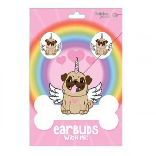 Heart Eye Pug Earbuds with Mic Heart Eye Pug Earbuds with Mic