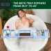 Royal Craft Wood Bamboo Adjustable Bathtub Caddie with Silicone Anti Slip Grips in Blue Royal Craft Wood Bamboo Adjustable Bathtub Caddie with Silicone Anti Slip Grips in Blue