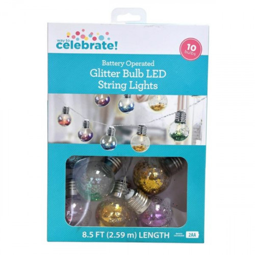 Celebrate Battery Operated Glitter 10 Bulb LED String Lights Celebrate Battery Operated Glitter 10 Bulb LED String Lights