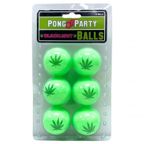 Pong Party Blacklight Pong Balls 6 Pack with Pot Leaf Design Pong Party Blacklight Pong Balls 6 Pack with Pot Leaf Design