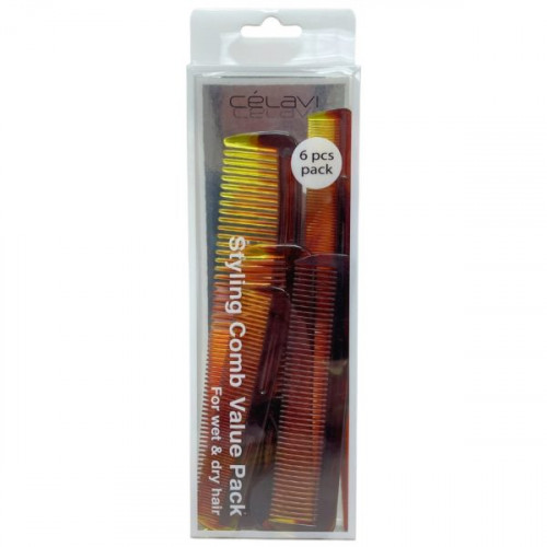 Celavi 6 Piece Styling Comb Value Pack for Wet and Dry Hair Celavi 6 Piece Styling Comb Value Pack for Wet and Dry Hair