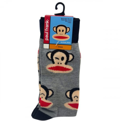 2 Pack Paul Frank Crew Socks in Blue and Grey Designs Size 10-13 2 Pack Paul Frank Crew Socks in Blue and Grey Designs Size 10-13