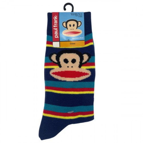 2 Pack Paul Frank Crew Socks in Striped Designs Size 10-13 2 Pack Paul Frank Crew Socks in Striped Designs Size 10-13