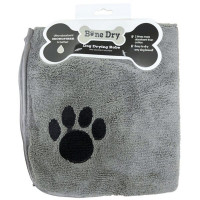Bone Dry Embroidered Gray Microfiber Pet Robe with Adjustable Closure