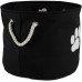 Bone Dry Polyester Round Pet Bin Size Small in Black with Paw Design Bone Dry Polyester Round Pet Bin Size Small in Black with Paw Design