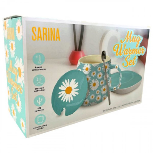 Sarina USB Powered Mug Warmer Set with Ceramic Mug and Lid