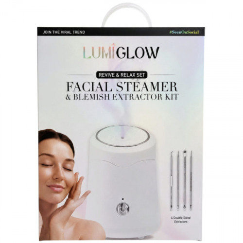 LumiGlow Facial Steamer & 4-Piece Extractor Tool Set