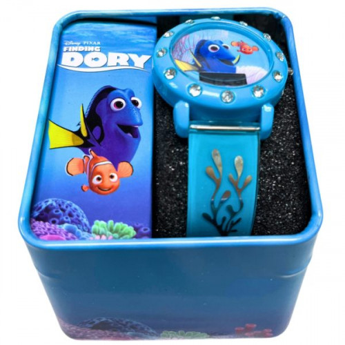 Finding Dory Watch with Blue Coral Strap with Dory and Nemo in Digital Clock in Metal Gift Box Finding Dory Watch with Blue Coral Strap with Dory and Nemo in Digital Clock in Metal Gift Box