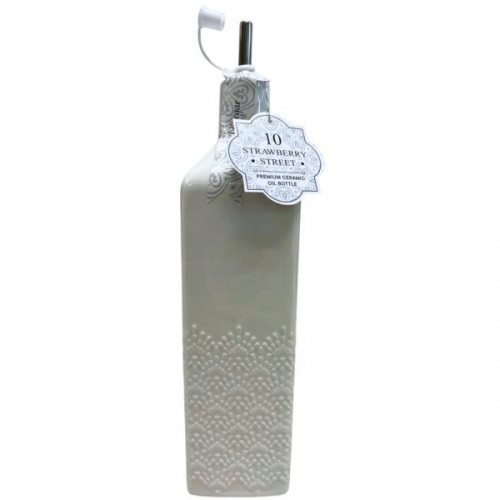 10 Strawberry Street York Pattern Square White Ceramic Olive Oil Bottle 26oz 10 Strawberry Street York Pattern Square White Ceramic Olive Oil Bottle 26oz