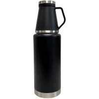 51 oz Stinless Steel Jumbo Vacuum Bottle with Twist Off Mug in Black