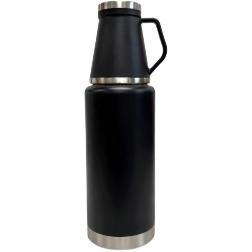 51 oz Stinless Steel Jumbo Vacuum Bottle with Twist Off Mug in Black 51 oz Stinless Steel Jumbo Vacuum Bottle with Twist Off Mug in Black