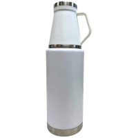 51 oz Stinless Steel Jumbo Vacuum Bottle with Twist Off Mug in White