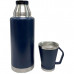 51 oz Stinless Steel Jumbo Vacuum Bottle with Twist Off Mug in Navy Blue