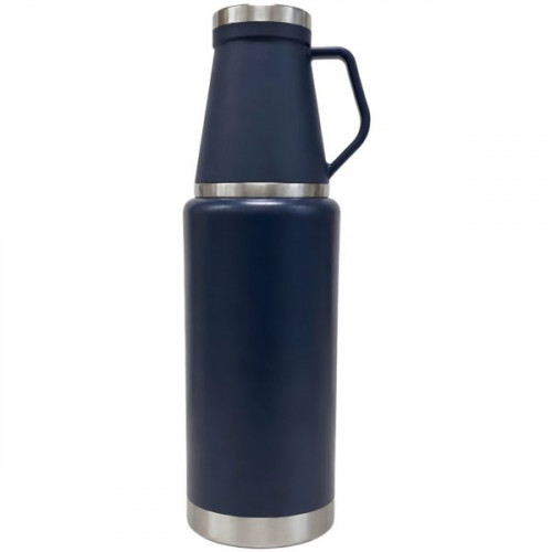 51 oz Stinless Steel Jumbo Vacuum Bottle with Twist Off Mug in Navy Blue