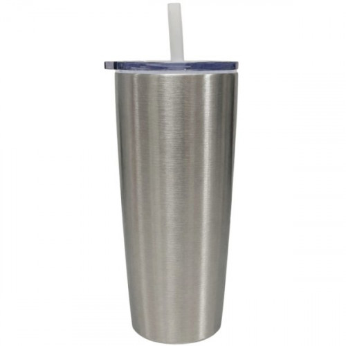Koozie 30 Oz Stainless Steel BPA Free Vacuum Tabler with Built in Straw in Royal Silver Koozie 30 Oz Stainless Steel BPA Free Vacuum Tabler with Built in Straw in Royal Silver