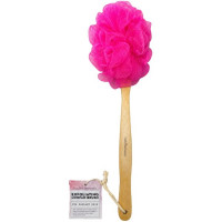 Bath Elements Pink Exfoliating Loofah Brush with Wooden Handle