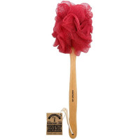 Refined Man Red Exfoliating Shower Scrubber with Wooden Handle