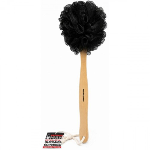 Refined Man Black Exfoliating Shower Scrubber with Wooden Handle Refined Man Black Exfoliating Shower Scrubber with Wooden Handle