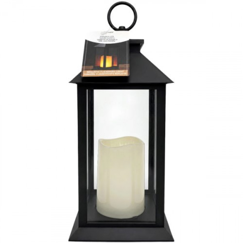 Merkury Large Battery Operated Flameless LED Flickering Candle Lantern Merkury Large Battery Operated Flameless LED Flickering Candle Lantern