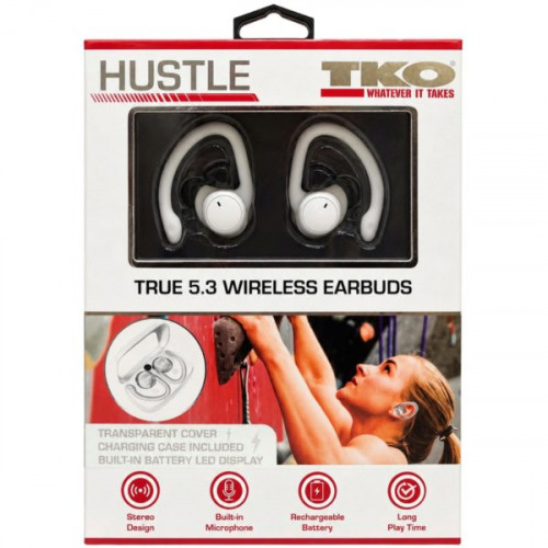 TKO True Wireless Sport Earbuds with Charging Case in White TKO True Wireless Sport Earbuds with Charging Case in White