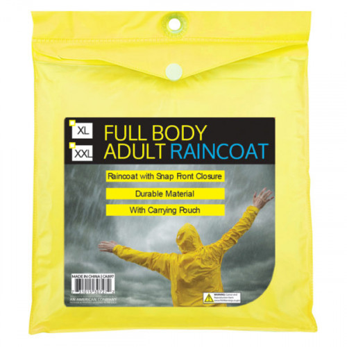 Lightweight Full Body Adult Raincoat with Carrying Bag Large, XL and XXL Lightweight Full Body Adult Raincoat with Carrying Bag Large, XL and XXL