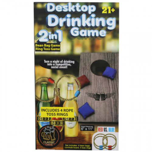 2-in-1 Bean Bag Toss and Ring Toss Desktop Drinking Game